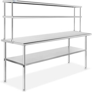 steel table with upper shelf Steel Work Table with Upper Shelf